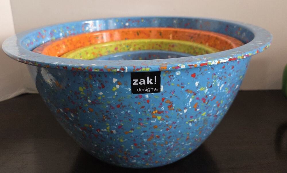 Zak Designs Confetti Nesting Mixing Bowls Set of 5 Recycled Melamine Multicolor